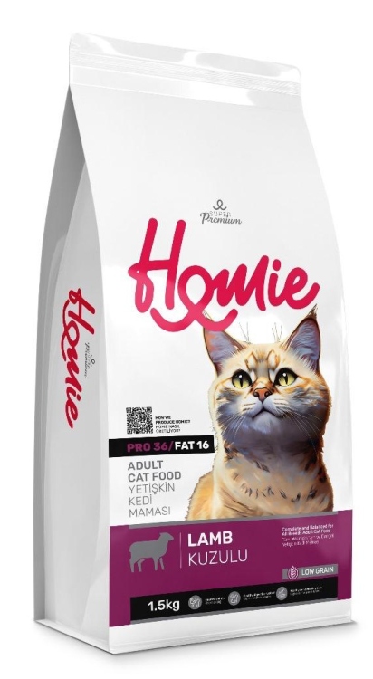 طعام هومي للقطط البالغة من لحم الضأن والأرز قليل الحبة 1.5 كجم