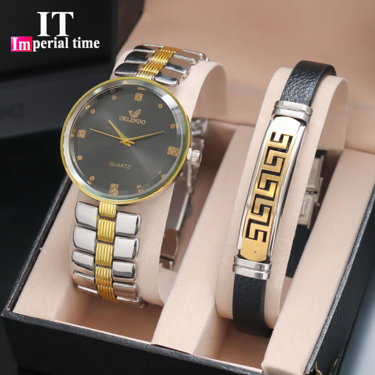 ساعة رجاليه مع سوارة