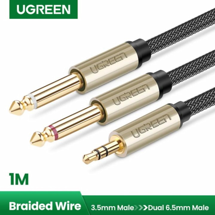 وصلة  UGREEN 3.5mm TRS TO Dual 6.35mm 1M