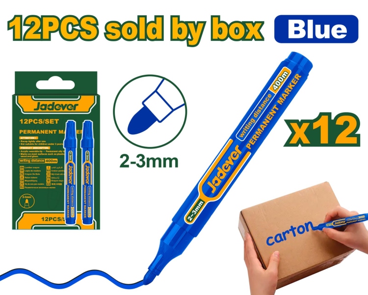 باكيت قلم علام جاديفر لون أزرق 12 قطعة جاديفر  (JDJM1502)