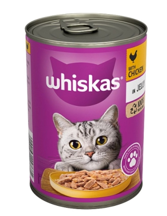 طعام القطط البالغة الرطب دجاج في الجلي من ويسكاس