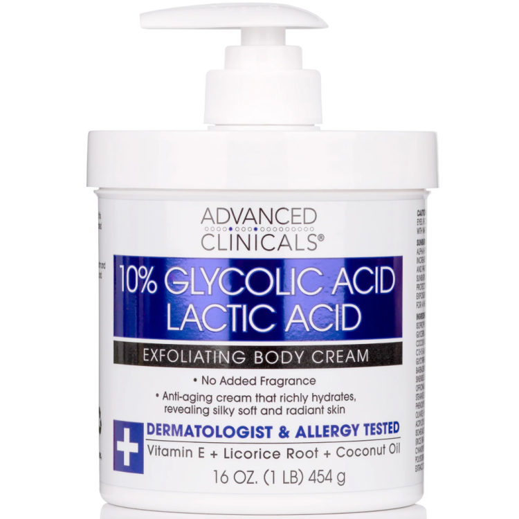 Advanced Clinicals, 10% Glycolic Acid + Lactic Acid Body Cream