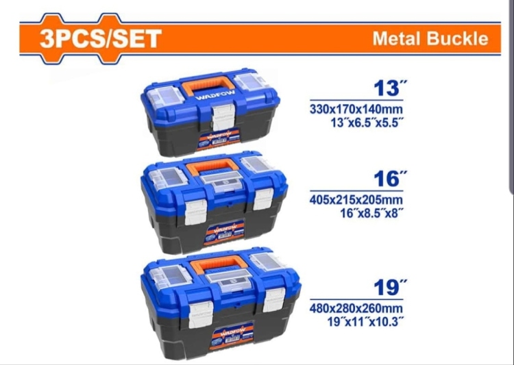 طقم صندوق عدة بلاستيك مقبض حديد 4 قطع (WTB4104) WADFOW 