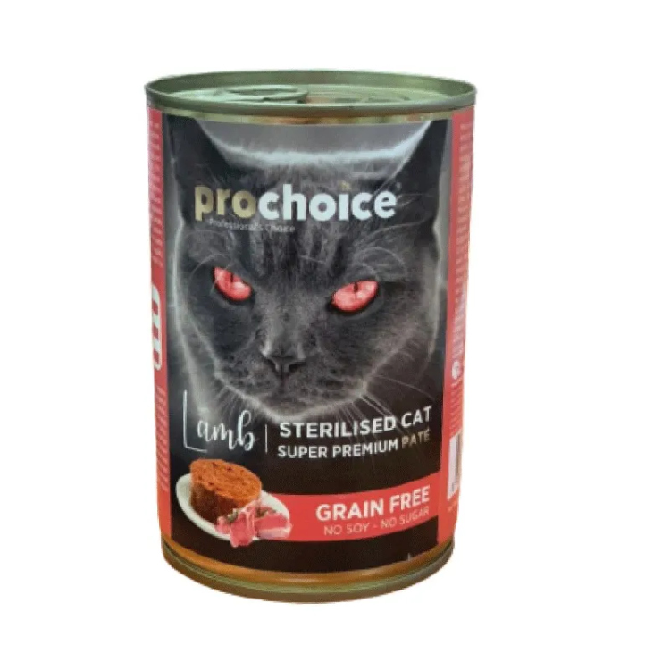 بروتشويس طعام قطط معلب برائحة لحم الخروف للقطط المعقمة باتيه ممتاز بدون حبوب 400 غرام