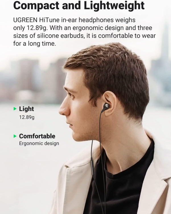 UGREEN EP103 30637 IN-EAR EARPHONES 3.5M
BLACK