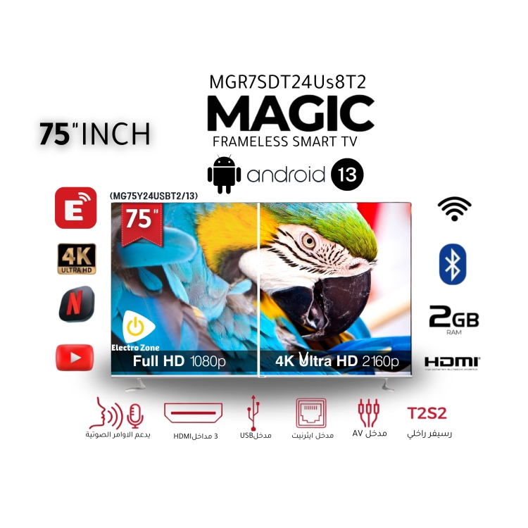 شاشة ماجيك الذكية بدون إطار 75 بوصة