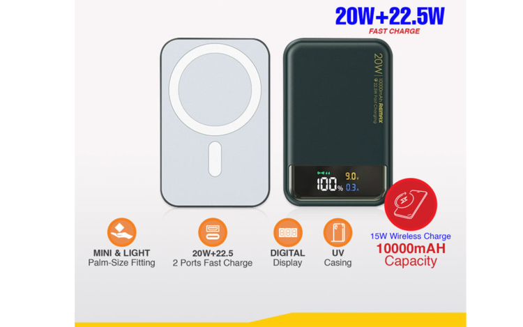 REMAX RPP-525 20W+22.5W MAGNETIC CHARGER POWER BANK 3.82V 10000MAH