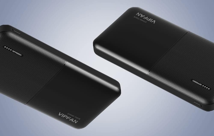 VIPFAN POWERBANK ULTRA-THIN F04 10000MAH, 2X USB (BLACK)