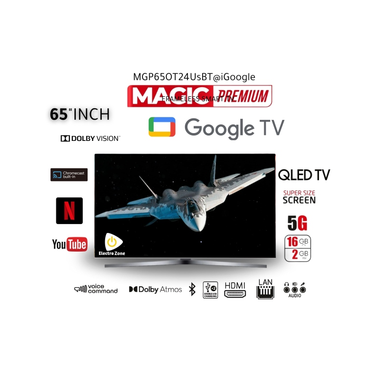 شاشة ماجيك بريميوم الذكية بدون إطار 65 بوصة موديل MGP65OT24UsBT@iGoogle
