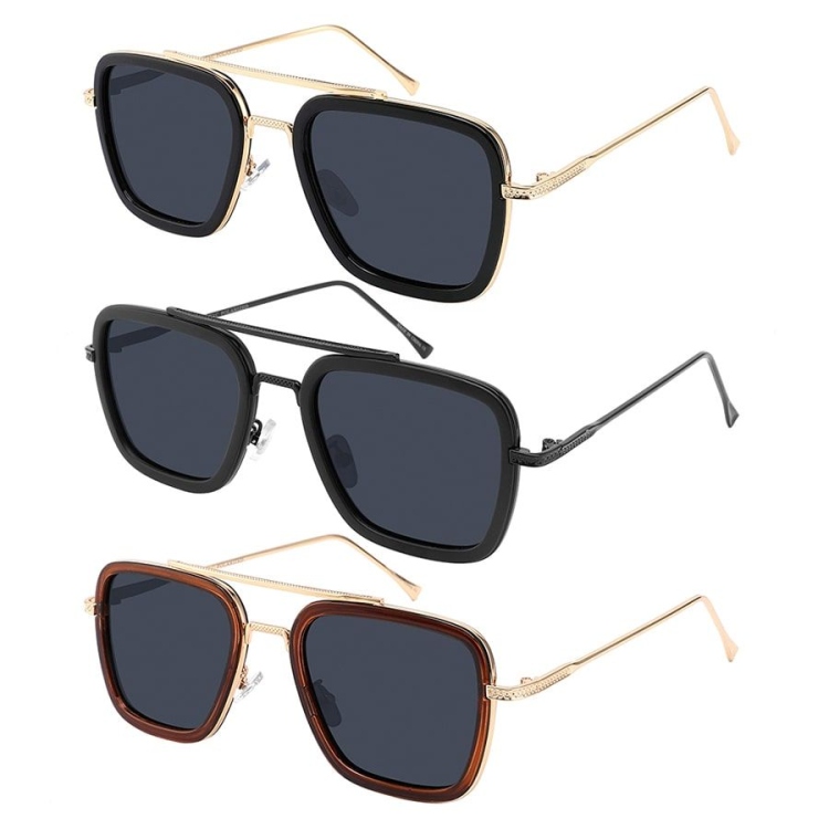 EyeframesInt-THE-1153121-FLP, Polarized men square aviator Sunglasses, Assorted Colors 