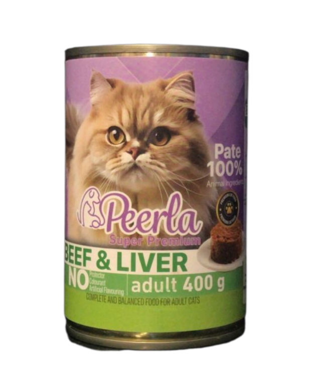 طعام رطب للقطط البالغة لحم البقر والكبد باتيه من بيرلا