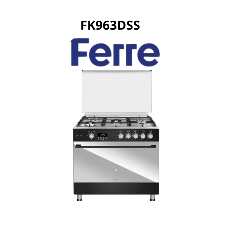 فرن غاز فيري FK963DSS - ستانلس ستيل، 6 شعلات