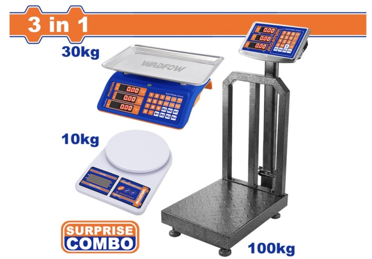 طقم موازين 3 قطع 5 كيلو +30 كيلو +100 كيلو  WADFOW 