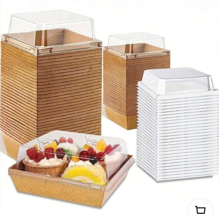 علب كرتون بني وجه شفاف 