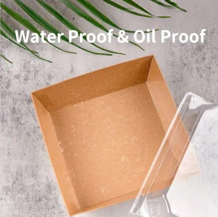 علب كرتون بني وجه شفاف 