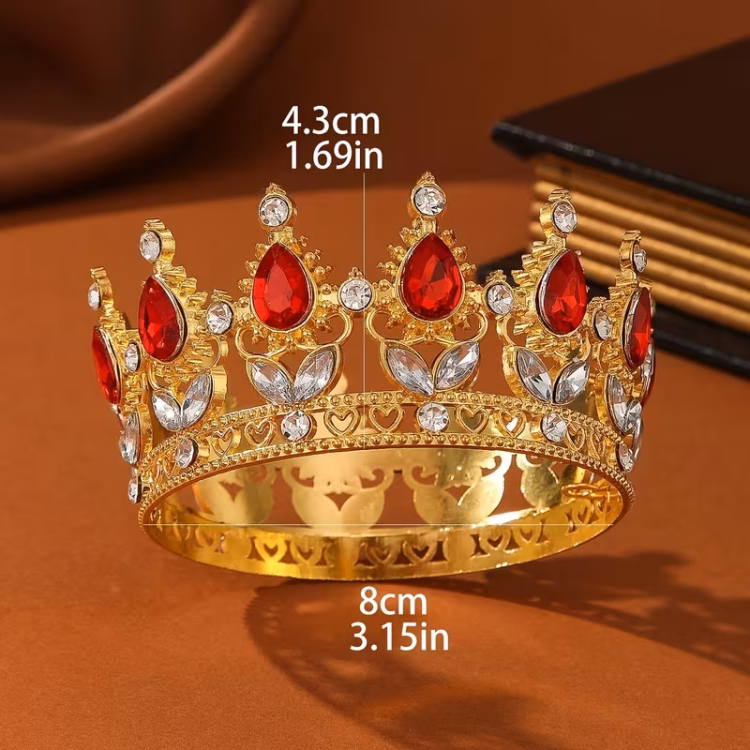 تاج كرستال تزين حلويات احمر 