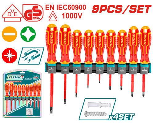 Total THTIS596 طقم مفكات معزول 9 قطع 1000 فولت 