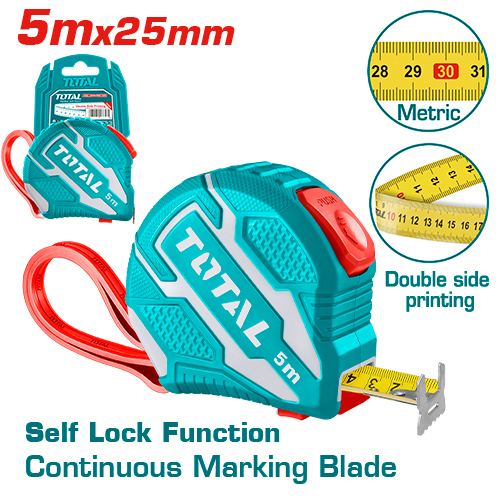 متر 5 متر قفل ذاتي Total TMT126252M Steel measuring tape 5mx25mm