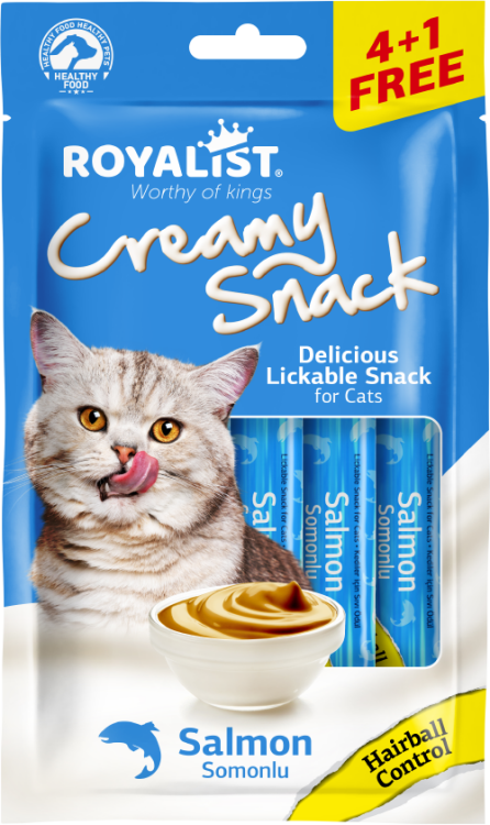 روياليست وجبة خفيفة كريمية - سمك السلمون - التحكم في كرات الشعر 75 غرام