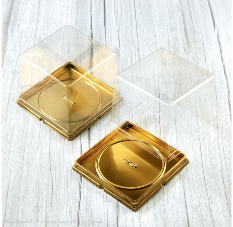 علب شفاف قاعده ذهبي 12×12 ارتفاع 10