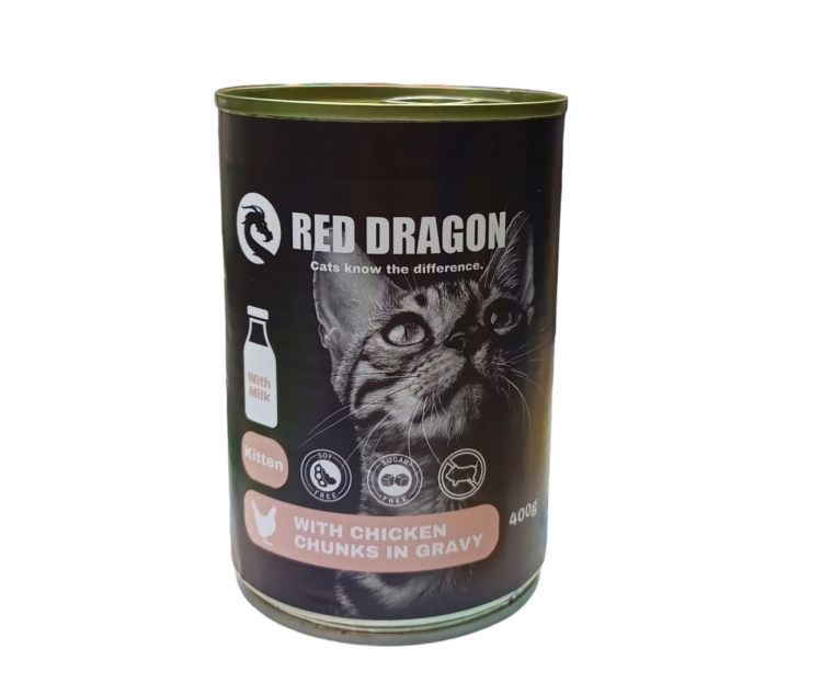 Red Dragon wet food kitten with milk عدد 12 عليه