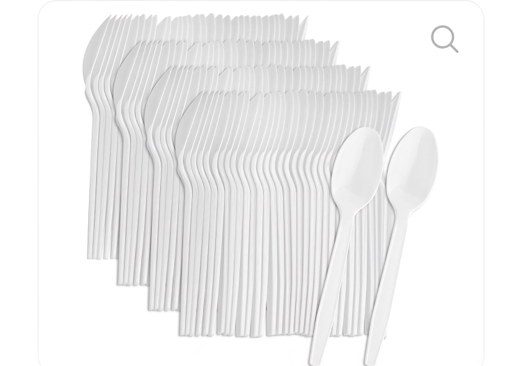 معالق بلاستك ابيض وسط 25 حبه 