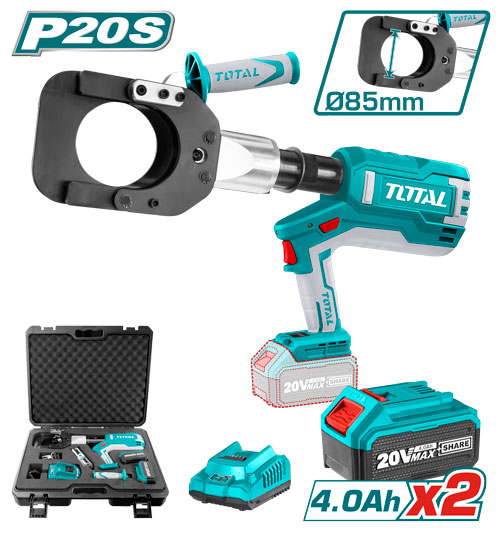 مقص كوابل شحن 20 فولت 85 ملم 2 بطاريه 4 امبير TOTAL TRCLI2002