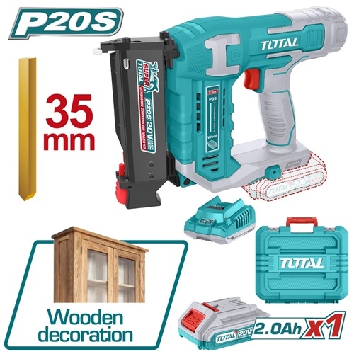 Total TCBNLI3606 فرد طخ مسامير شحن للخشب 20 فولت مع بطارية وشاحن