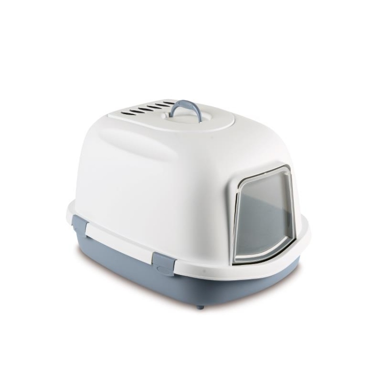 Stefanplast Super Queen cat toilet white/steel blue, 55x71x46.5 cm
