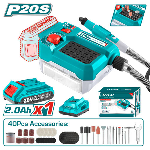 درمل شحن 12 فولت مع بطارية واكسسوارات 40 قطعة Total TMGLI20011