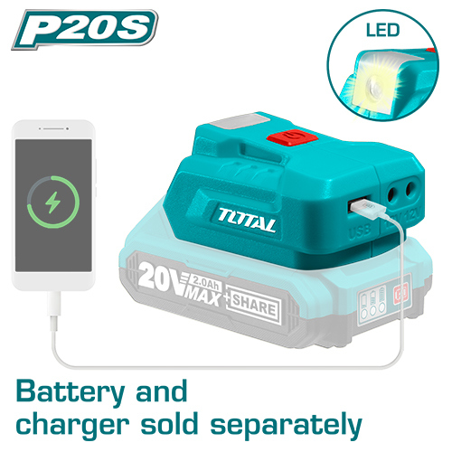 TOTAL TUCLI2022 Lithium‑Ion USB-A Charger 20V شاحن مخرج usb يعمل على 