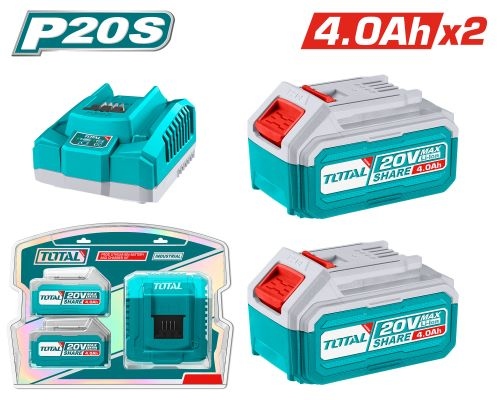 Total TFBCPK1424 طقم بطاريات 4 أمبير عدد 2 وشاحن