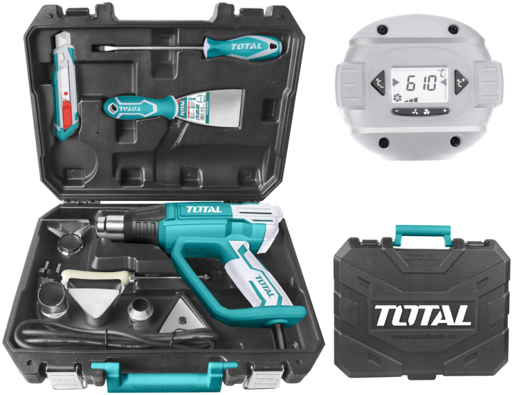 سشوار صناعي مع شاشه ديجتال وطقم اكسسوارات TOTAL TB20062 HEAT GUN 2000W 